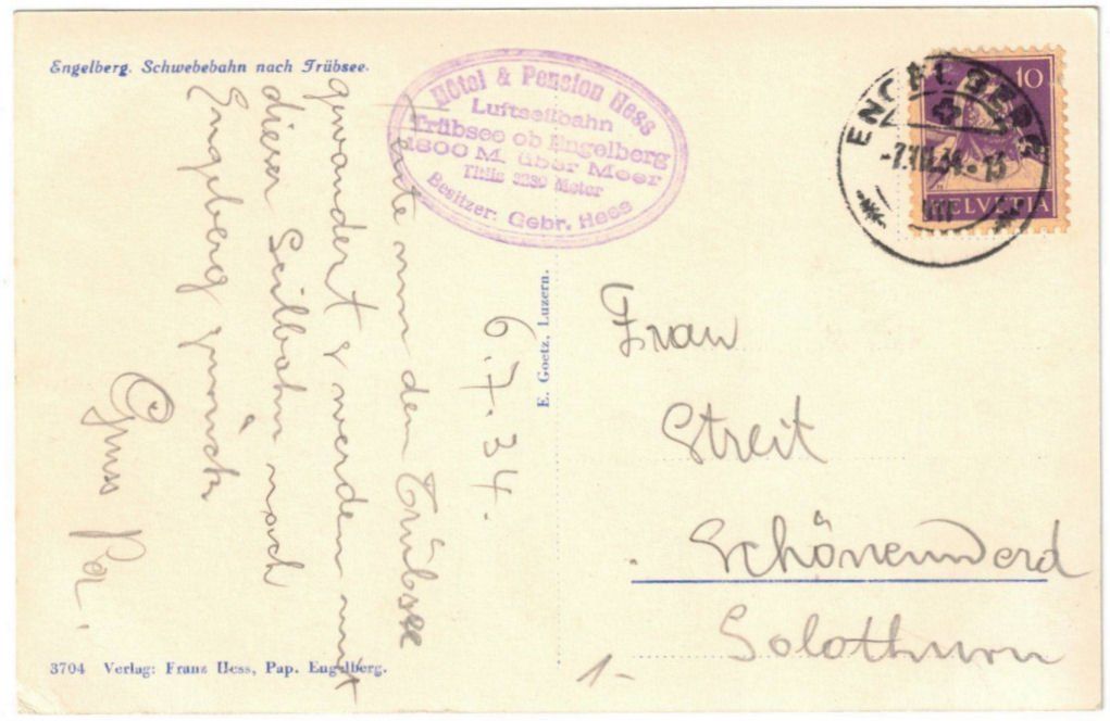 Cartoline postali: Engelberg - Luftseilbahn Gerschnialp--Trübsee – Usato da Binningen venduto da Mountainrider 1