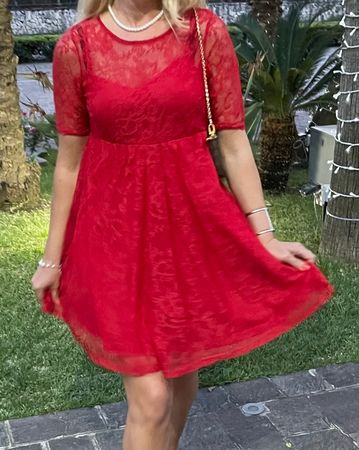 Elegante Abito da sera di bel pizzo colore rozzo M/L