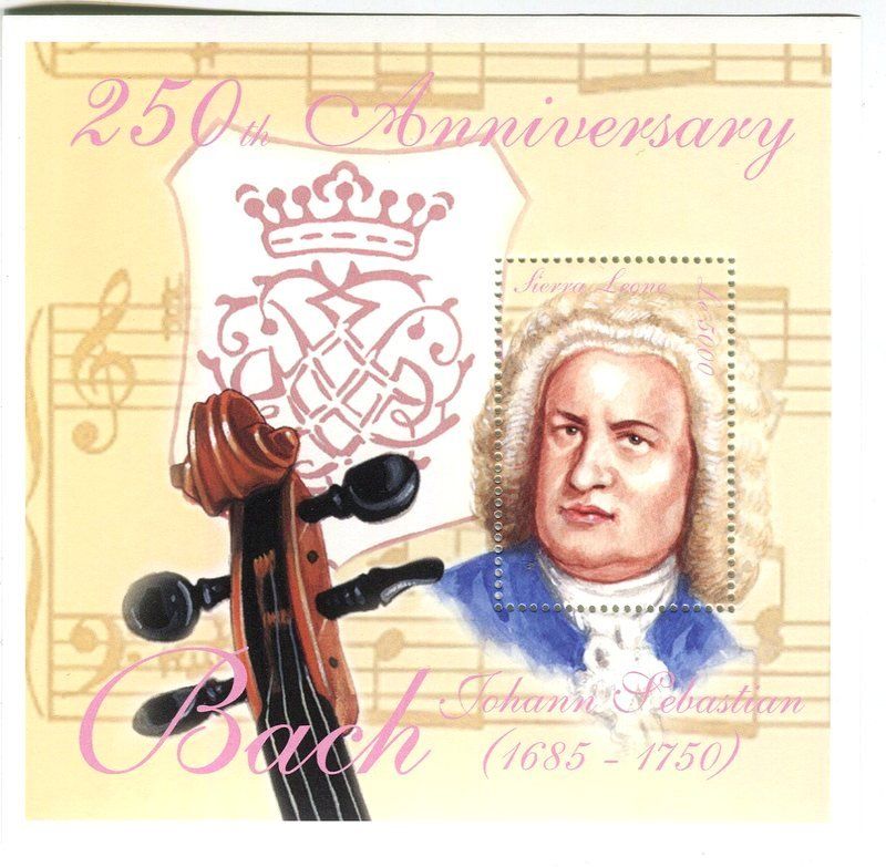Tutti i francobolli: Block "Johann Sebastian Bach". Sierra Leone – Nuovo e nell'imballaggio originale da Basel venduto da Butsch5
