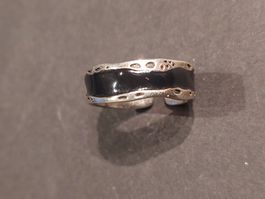 Ring, Sterlingsilber mit rundum schwarzer Einlage