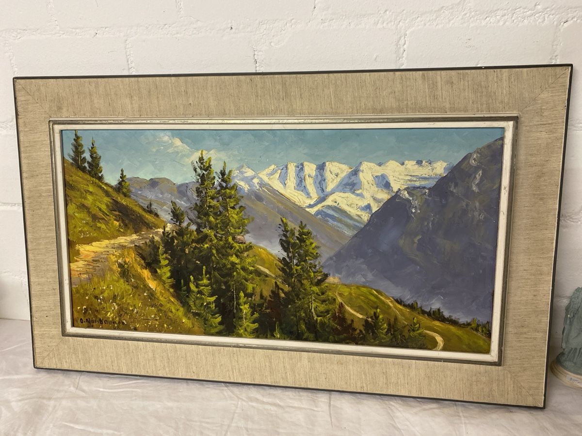 Dipinti: O. Nussbaum Ölgemälde Schweizer Berglandschaft gerahmt – Usato da sursee venduto da trilli-tralli 3