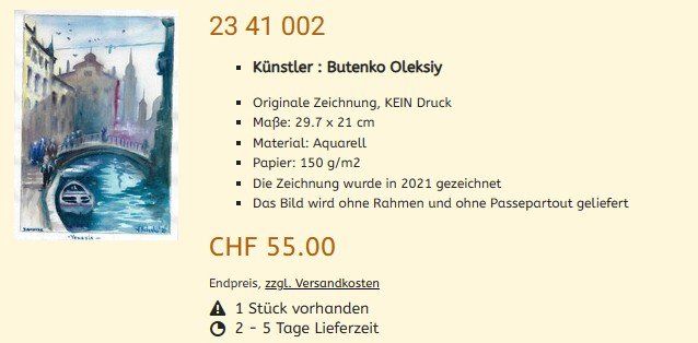 Dipinti: Lagerräumung Original Gemälde 23 41 002 – Nuovo (secondo la descrizione) da Hagenbuch ZH venduto da Art-Agency 1