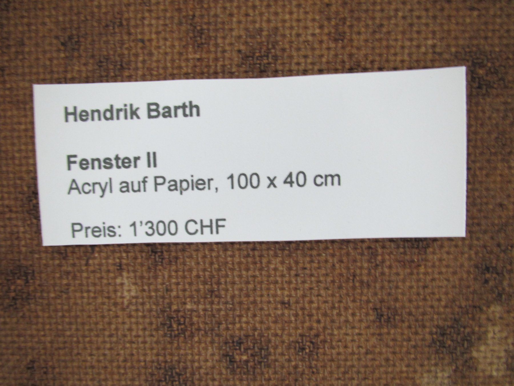 Posters & Illustrations: BILD FENSTER 2 HENDRIK BARTH – D'occasion à Zumikon par Gung 2