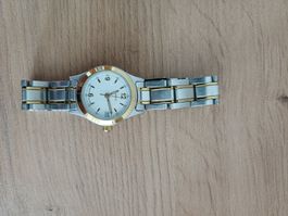 Damenuhr bicolor Stahl-Gold Zifferblatt Weiss Datum L50-59