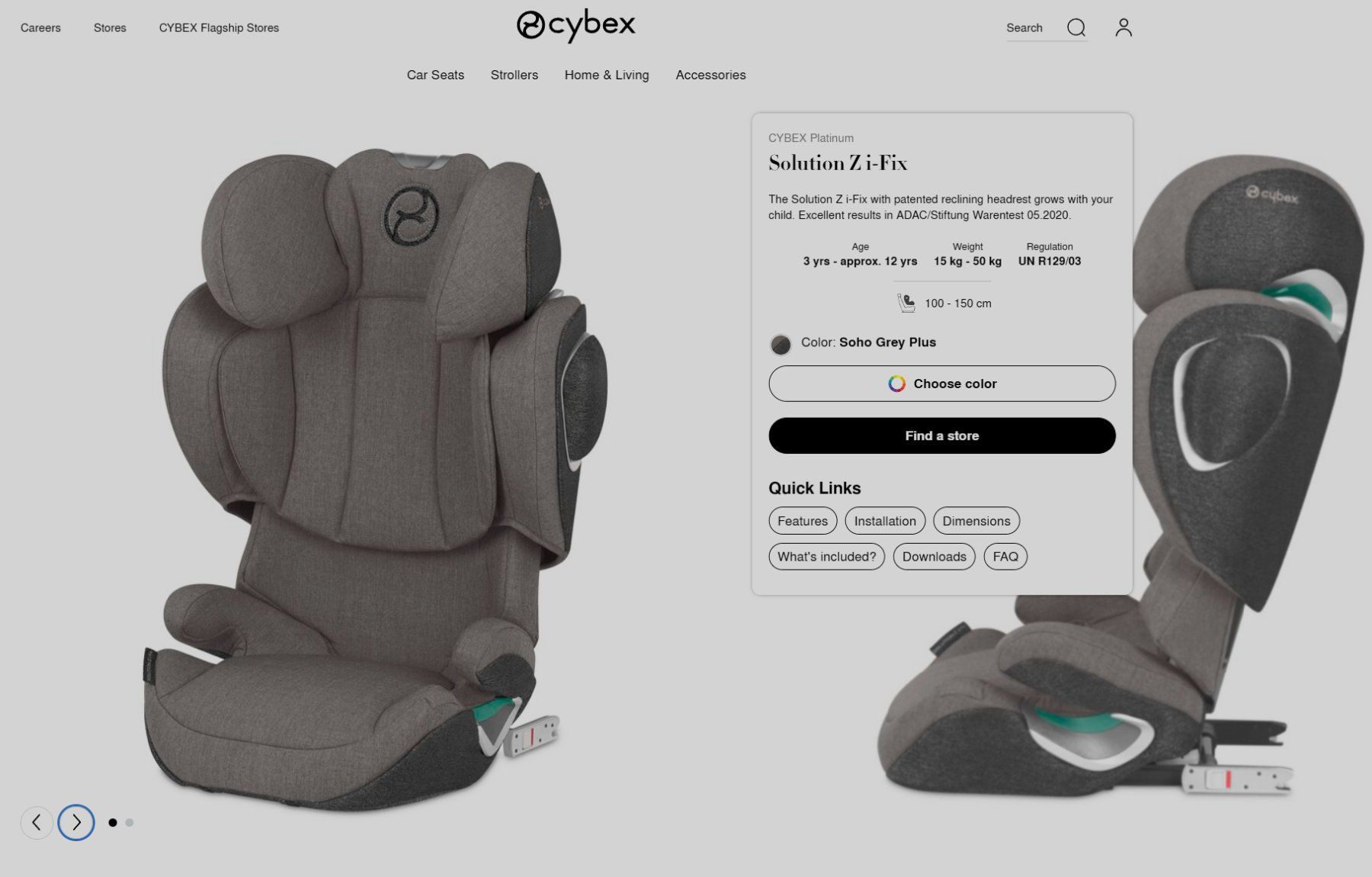 Cybex Seggiolini per auto: CYBEX Platinum Solution Z i-Fix ZOHO GREY PLUS – Usato da Lausanne venduto da guestudio