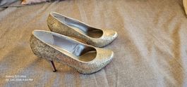 Pumps Glitzer Design Silber (41)