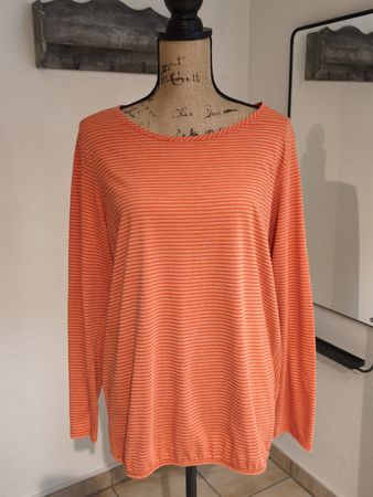 Damen Pullover Cecil orange gestreift Grösse XL
