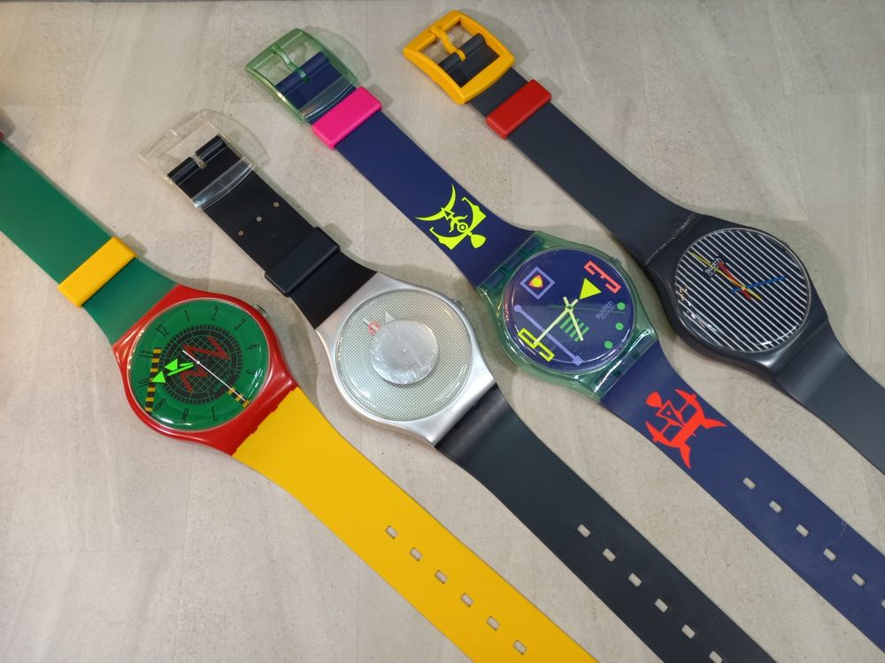 80er Swatch Maxi Pinstripe Wall Clock Wanduhr, XL Armbanduhr (Gebraucht ...