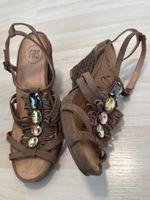 Gr.39 bequeme Leder Keil-Sandaletten in braun von FAS