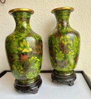 Elegantes Vasen-Set18cm hoch✨, Cloisonné-Emaille, Grün, Top✨