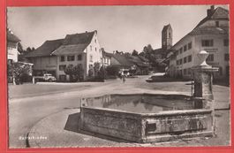 Gelterkinden Dorfkern mit Brunnen - ca. 1945
