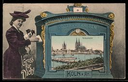 Köln a. Rh., Totalansicht mit Dom, Dame
