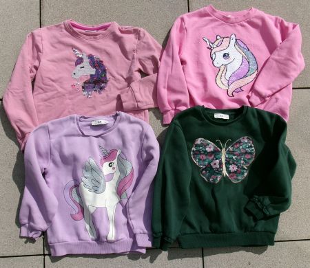 4 Pullover Einhorn Rosa 122 / 128 C&A  H&M
