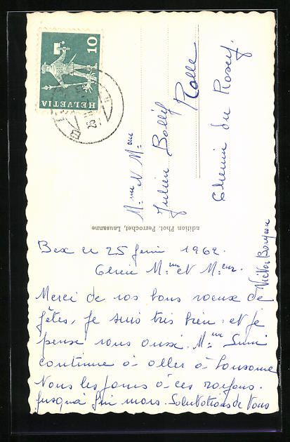 Cartoline postali: AK Bex, L'Èglise, 1962 – Usato da Berlin venduto da bartko-reher 1