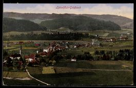 AK Lützelflüh-Goldbach, Ortsansicht mit Kirche und Feldern