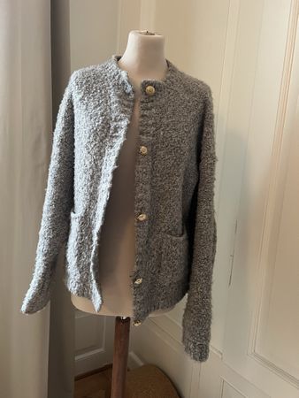 Grauer Strick-Cardigan, Gr. M-L Strickjacke