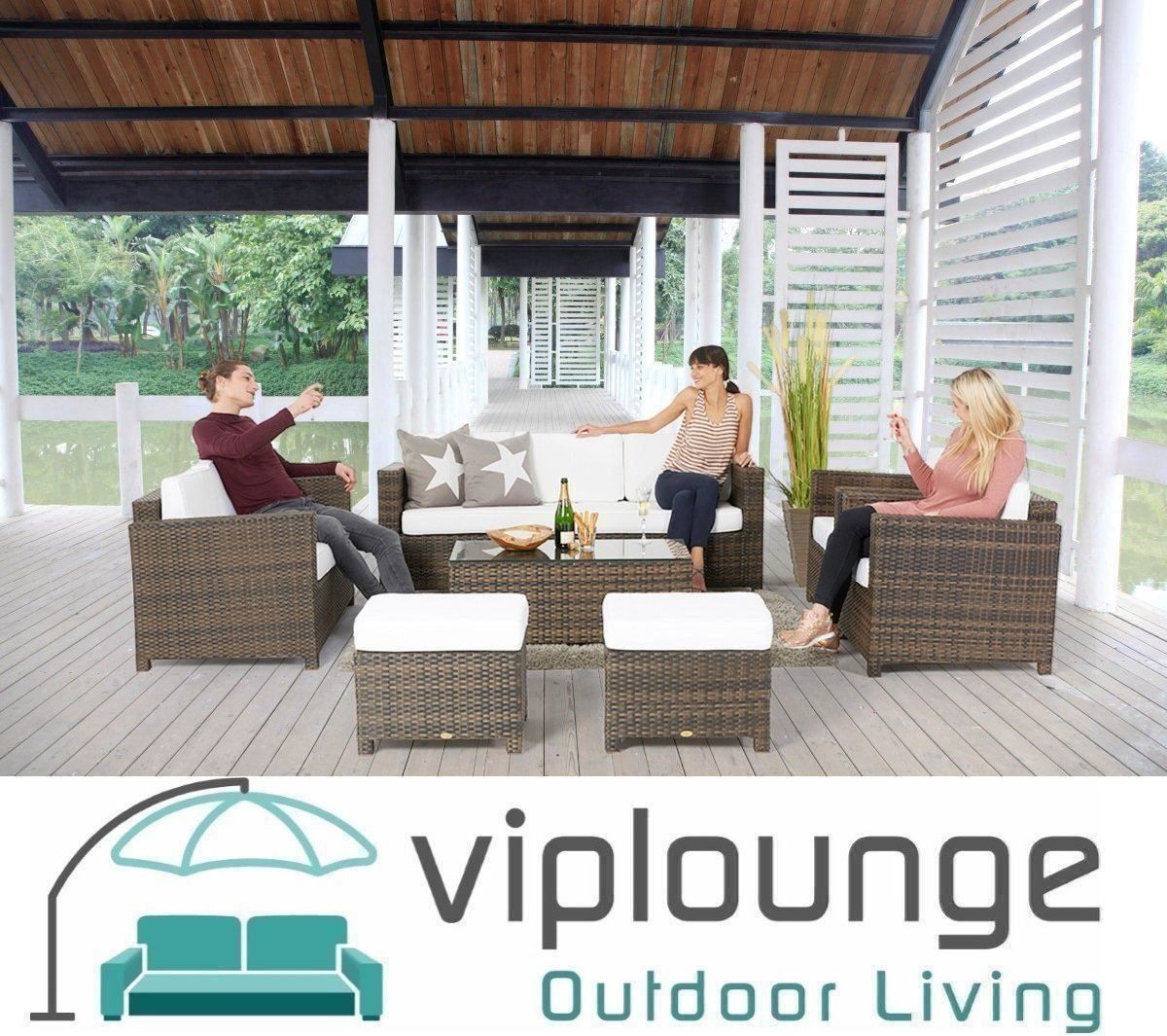 Viplounge Sofas: Rattan Loungeset mit dicken Sitzpolster – Neu und originalverpackt aus Uznach von viplounge