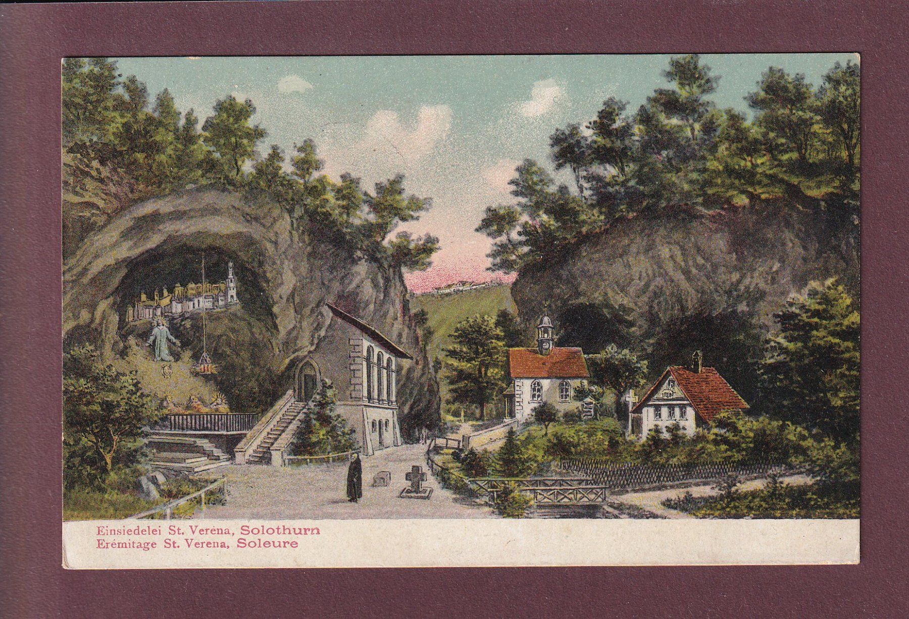 Cartoline postali: SOLOTHURN - Einsiedelei St. Verena - 1909 – Usato da Pully venduto da nicecards