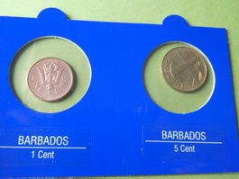 Barbados, Set 2 alte unzirkulierte Münzen