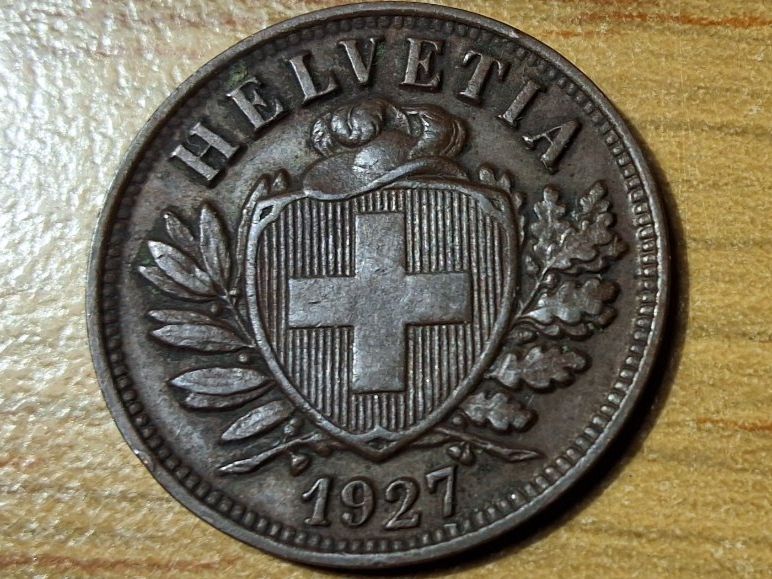 Tutti le monete: 2 Rappen 1927 - Selten! – Usato da Münchenstein venduto da purbach1