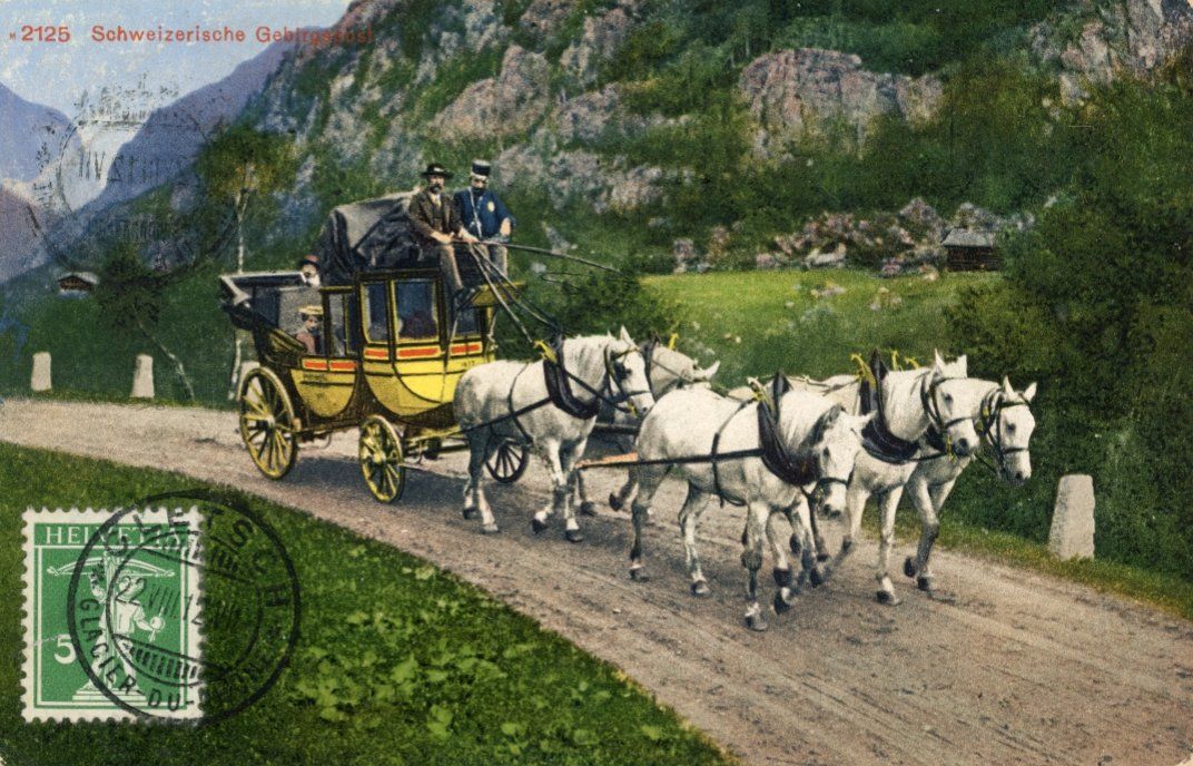 Cartoline postali: Gletsch  VS  -   Schweizerische Gebirgs-Post      um 1912 – Usato da Brig venduto da Valcards54