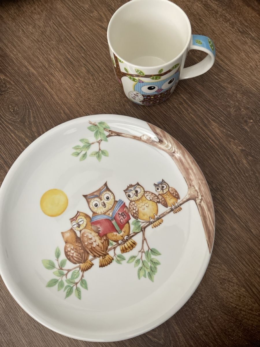 Set di piatti: Teller Tassen Set Eule – Usato da Samstagern venduto da Katinka8