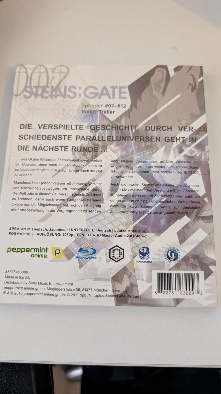 Tutti i DVDs: Steins Gate 002 Blu-ray Anime DVD – Usato da Hünenberg See venduto da SpecialEditionGaming 1