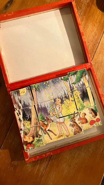 Jeu De Cubes Ancien En Bois MFK - Occasion, Jeu éducatif Vintage