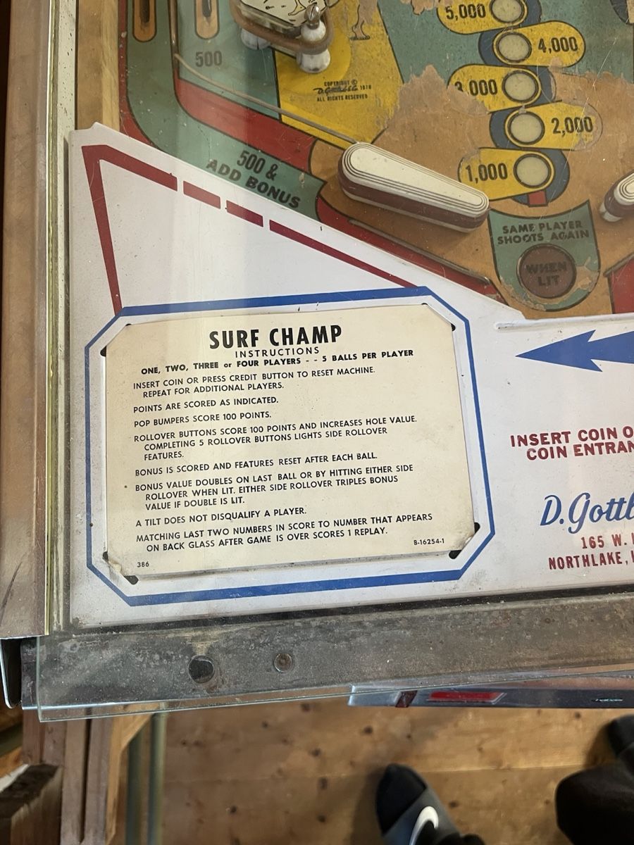 Flipper: Flipper Surf Champ D. Gottlieb Flipperkasten – Difettoso da Wohlenschwil venduto da Rabbithole7 2
