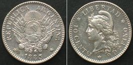 ARGENTINIEN 10 Centavos 1883 Silber, ERHALTUNG! vz+