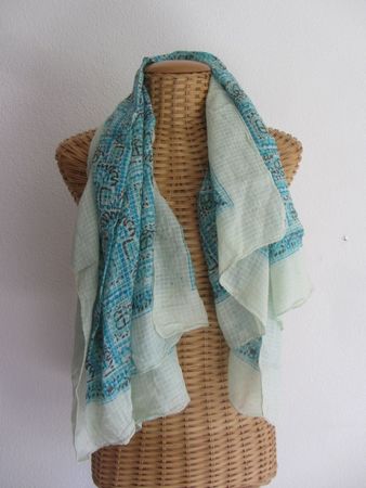 Seide Foulard Tuch blau-weiss
