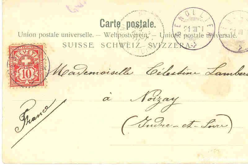 Cartoline postali: Genollier + 1901 – Usato da Emmenbrücke venduto da teestube 1