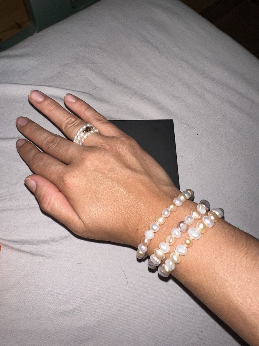 Perle (finte): 3er Set Armbänder & Ring  Süsswasser-Zuchtperlen – Nuovo (secondo la descrizione) da Nesslau venduto da chi_w9mw