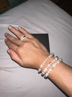 3er Set Armbänder & Ring  Süsswasser-Zuchtperlen