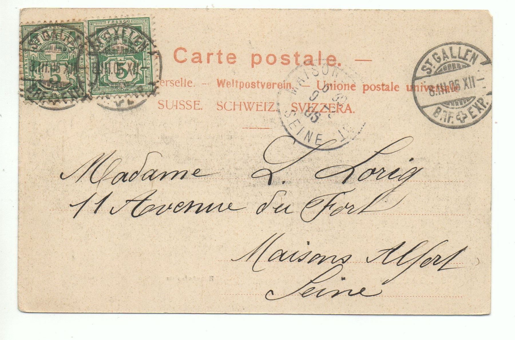 Ansichtskarten: ST. GALLEN Bahnhof, Post, Tram, Kutsche – Gebraucht aus Jona von philajona 1