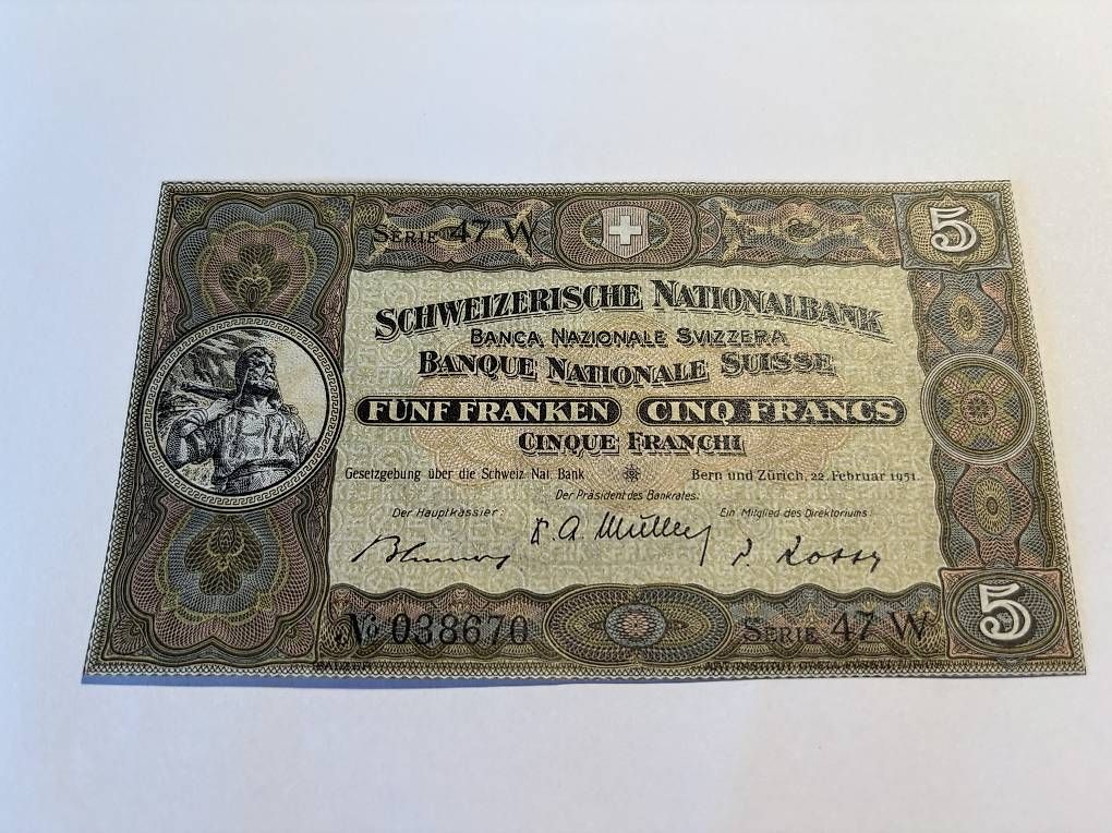 Banconote: Schweizer Banknote 5.- Bankfrisch – Usato da Salvenach venduto da Haeseli59