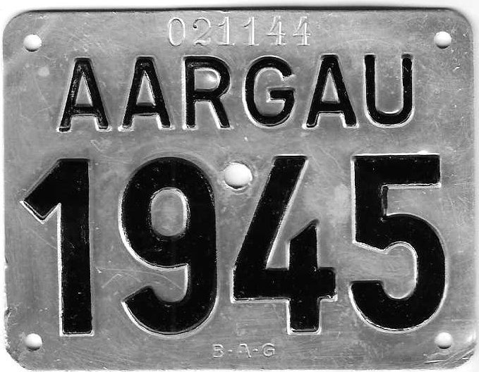 Insegne: Velonummer Aargau 1945 AG 45 – Usato da Bülach venduto da anska