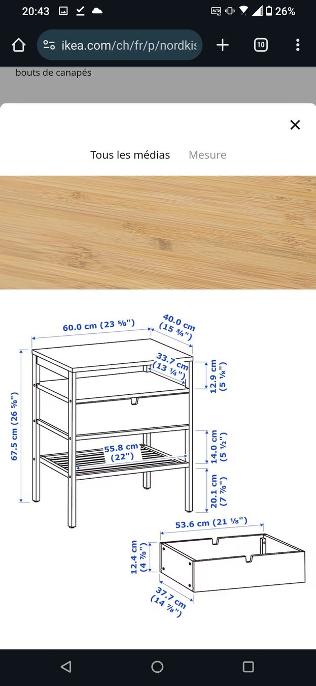 Comodini: 2 X Ikea Nordkisa bedside table with drawer – Usato da Dübendorf venduto da naj_szp5 2