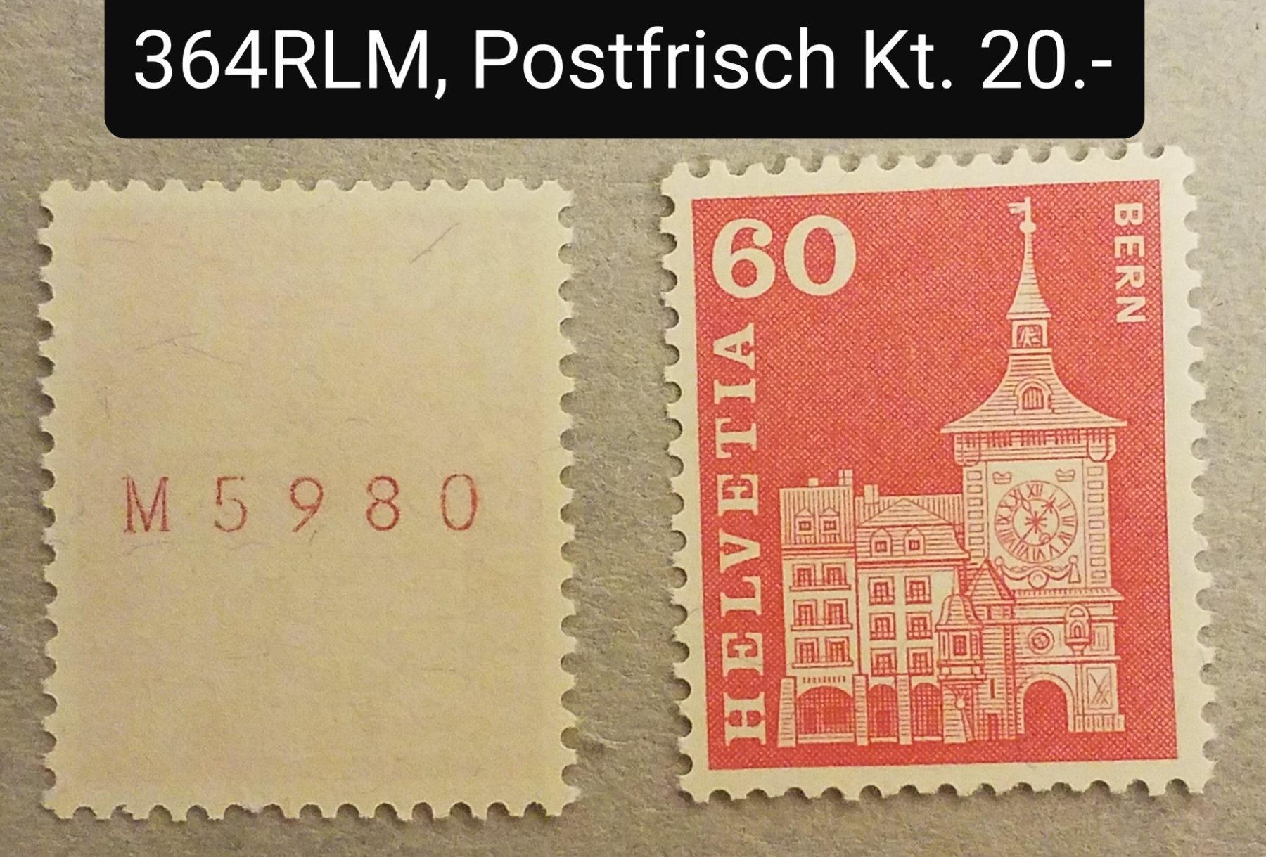 Tutti i francobolli: MA398) 364RLM, Rollenmarken, postfrisch Kt. 20.- – Nuovo (secondo la descrizione) da Baden venduto da Eggi