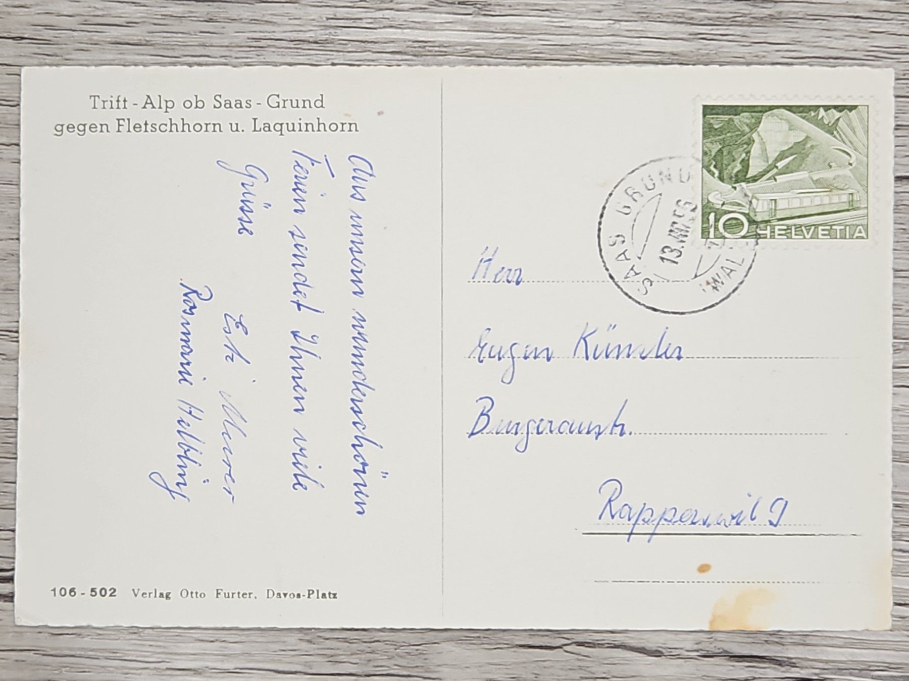 Tutti i francobolli: CL22 Carte Postale + Timbre Suisse 1956 – Usato da Cousset venduto da Patrick_Collections 1