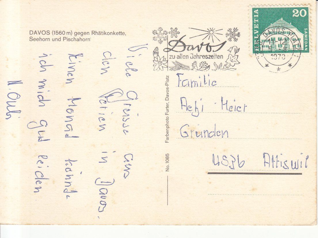 Cartoline postali: Davos 1970 – Usato da Bürglen TG venduto da StampGraf 1