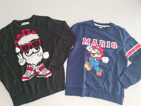 2 Pullover Mario & Weihnachtsmann Gr. 134/140