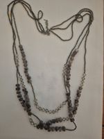 Grey beaded layered necklace