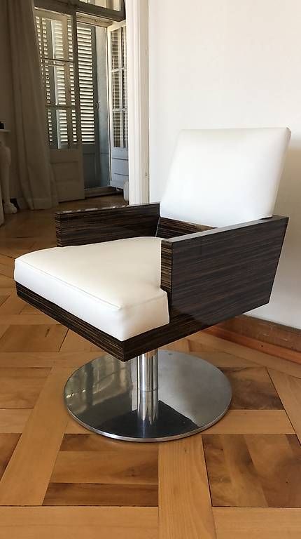Sessel: Design Sessel, drehbar, Leder weiss – Gebraucht aus Zürich von sil_j2sz 1