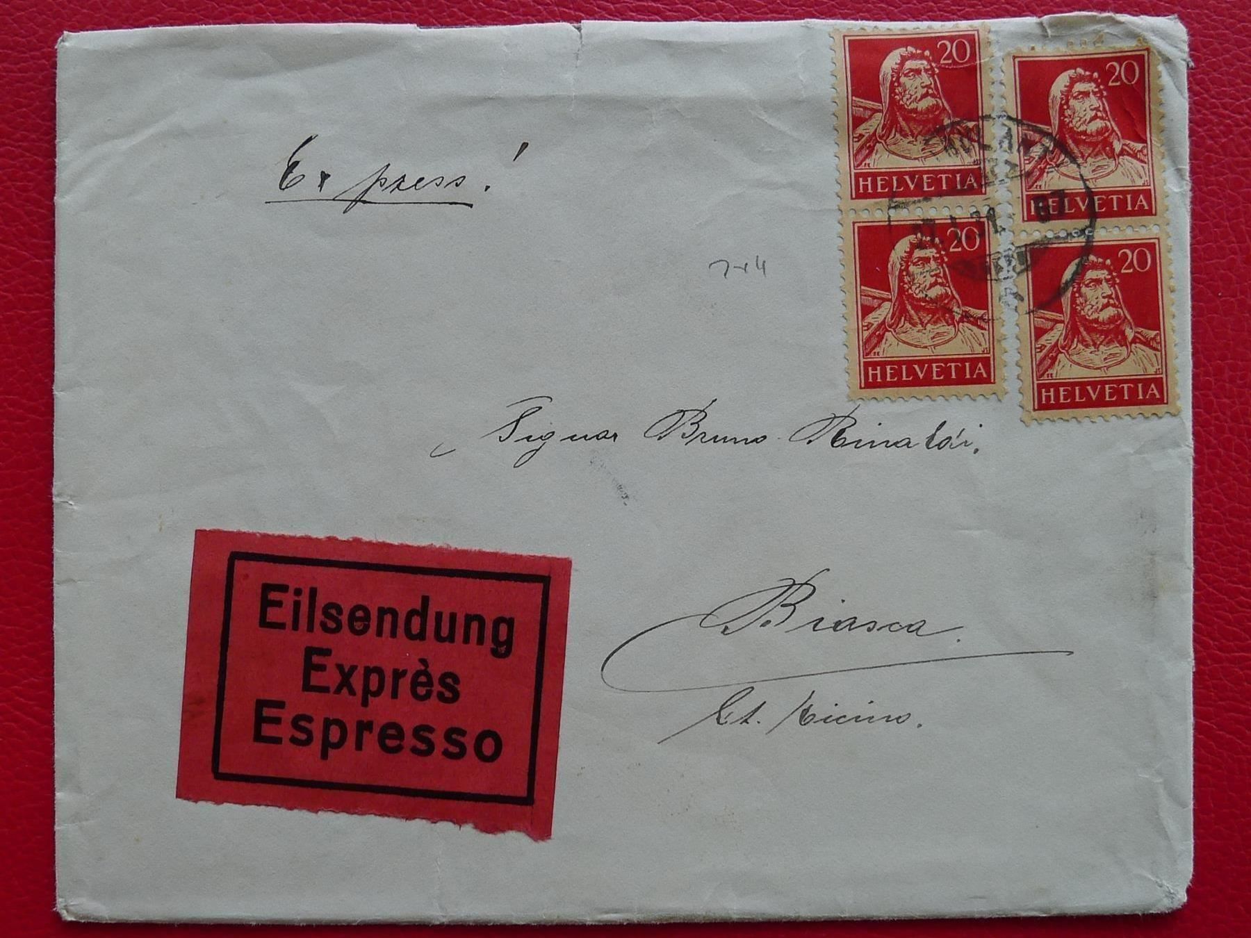 Tutti i francobolli: 1931: EXPRESS-Brief, AMBULANT nach BIASCA TI – Usato da Sursee venduto da Luzernerraute
