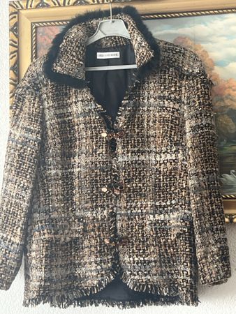 Damen WoleJacke Zucchero Tweed Gereinigt mitpelzinkrage(K5