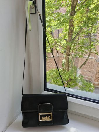 Kleine Vintage Leder Tasche dunkelblau, sehr guter Zustand!