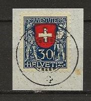 1924 JUVENTUE 30 Rp. SCHWEIT, kleinet Ausschnitt, gestempelt