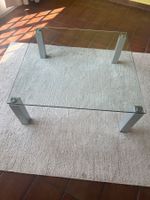SALONTISCH MIT GLASPLATTE - QUADRATISCH 100 X 100 CM