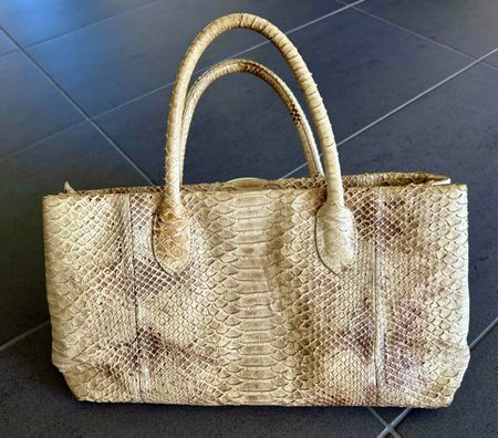 Handtasche Beige Krokodil Leder echt